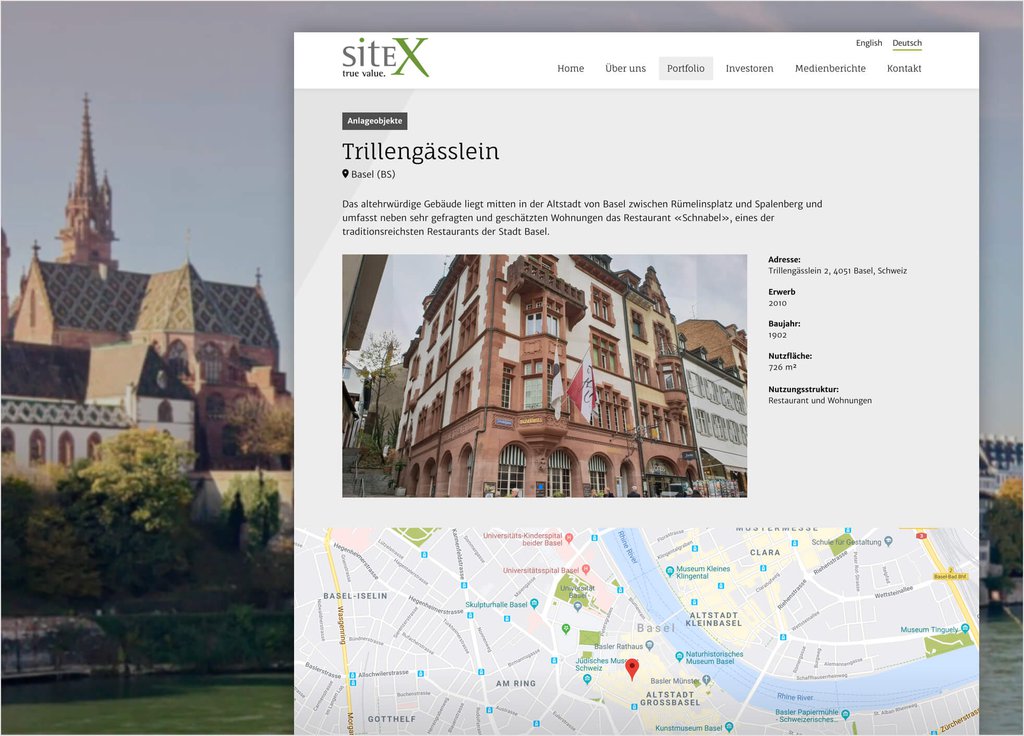 Bildschirmfoto Sitex corporate Website Relaunch